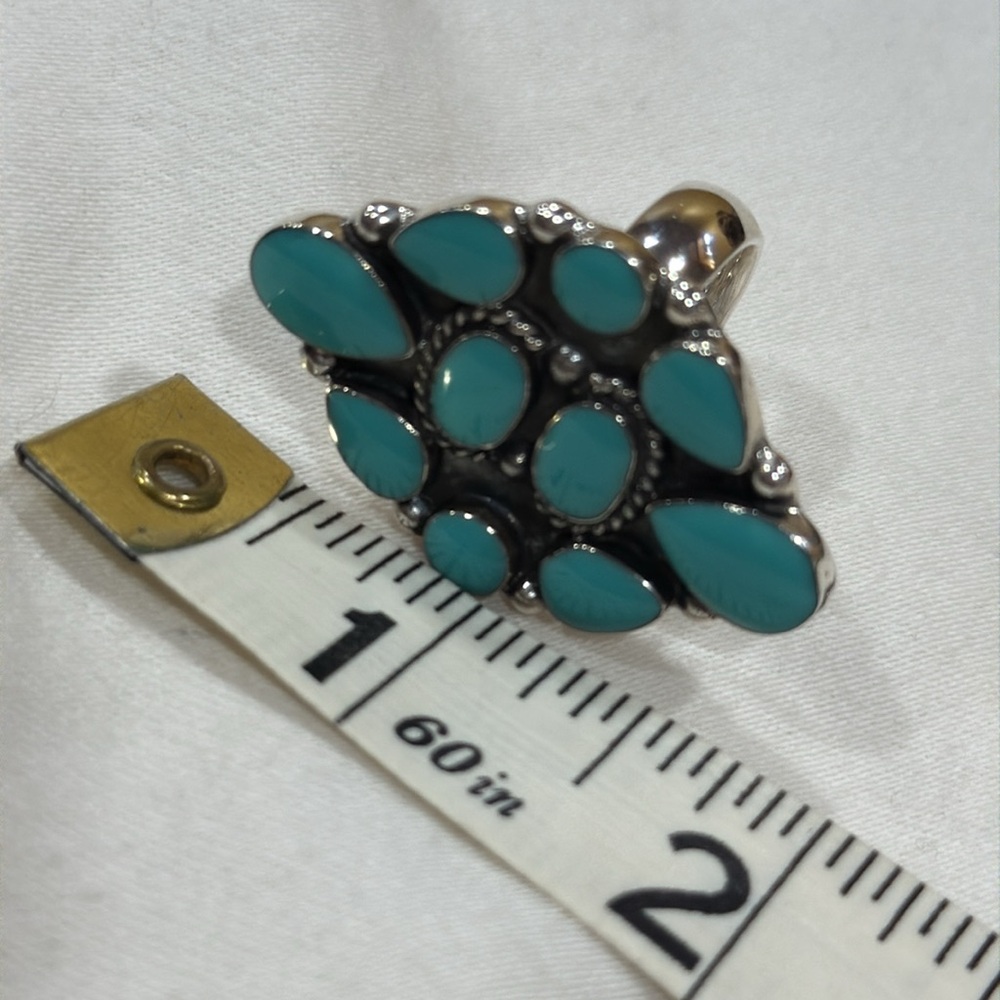 Sterling Silver Turquoise Cluster Ring - Picture 5 of 5